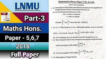 Lnmu bsc part 3 maths honours paper 5,6,7 2018
