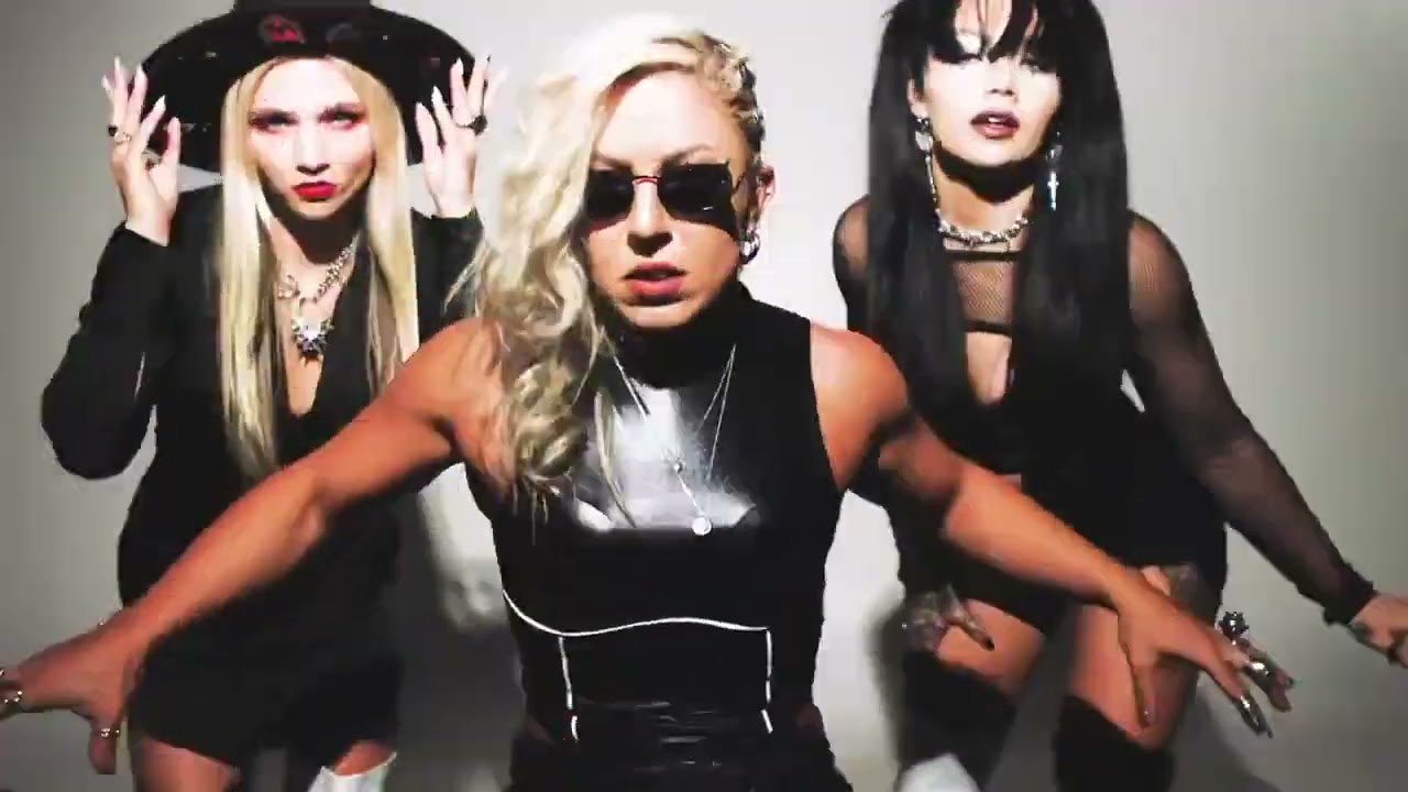 Triangle of Madness entrance tron from AEW with Thekla, Julia Hart, and Skye Blue