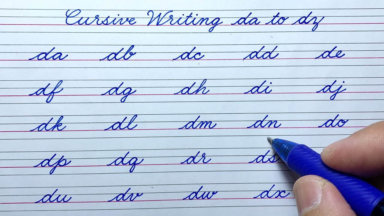 How to connect small letter d with small letters a to z in cursive ...