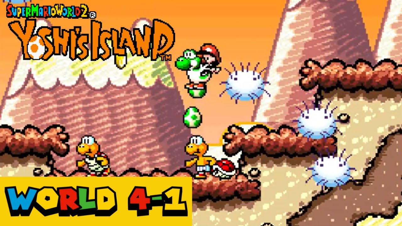 Super Mario World 2: Yoshi's Island (SNES): 4-1: GO! GO! MARIO!! (100 ...