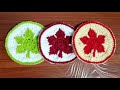 How to make crochet maple 🍁 leaf coaster || Crochet coaster #crochet #handmade 