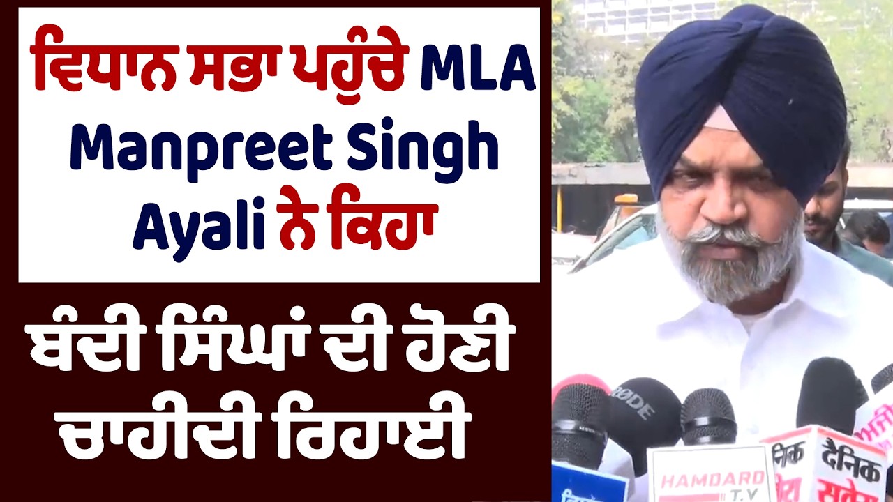 ਵਿਧਾਨ ਸਭਾ ਪਹੁੰਚੇ MLA Manpreet Singh Ayali  ਨੇ ਕਿਹਾ, ਬੰਦੀ ਸਿੰਘਾਂ ਦੀ ਹੋਣੀ ਚਾਹੀਦੀ ਰਿਹਾਈ