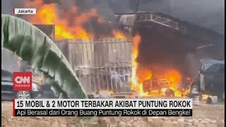 15 Mobil & 2 Motor Terbakar Akibat Puntung Rokok