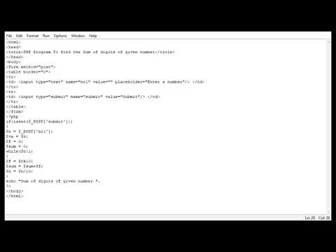 PHP Program To find the Sum of digits of given number