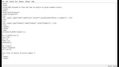 PHP Program To find the Sum of digits of given number