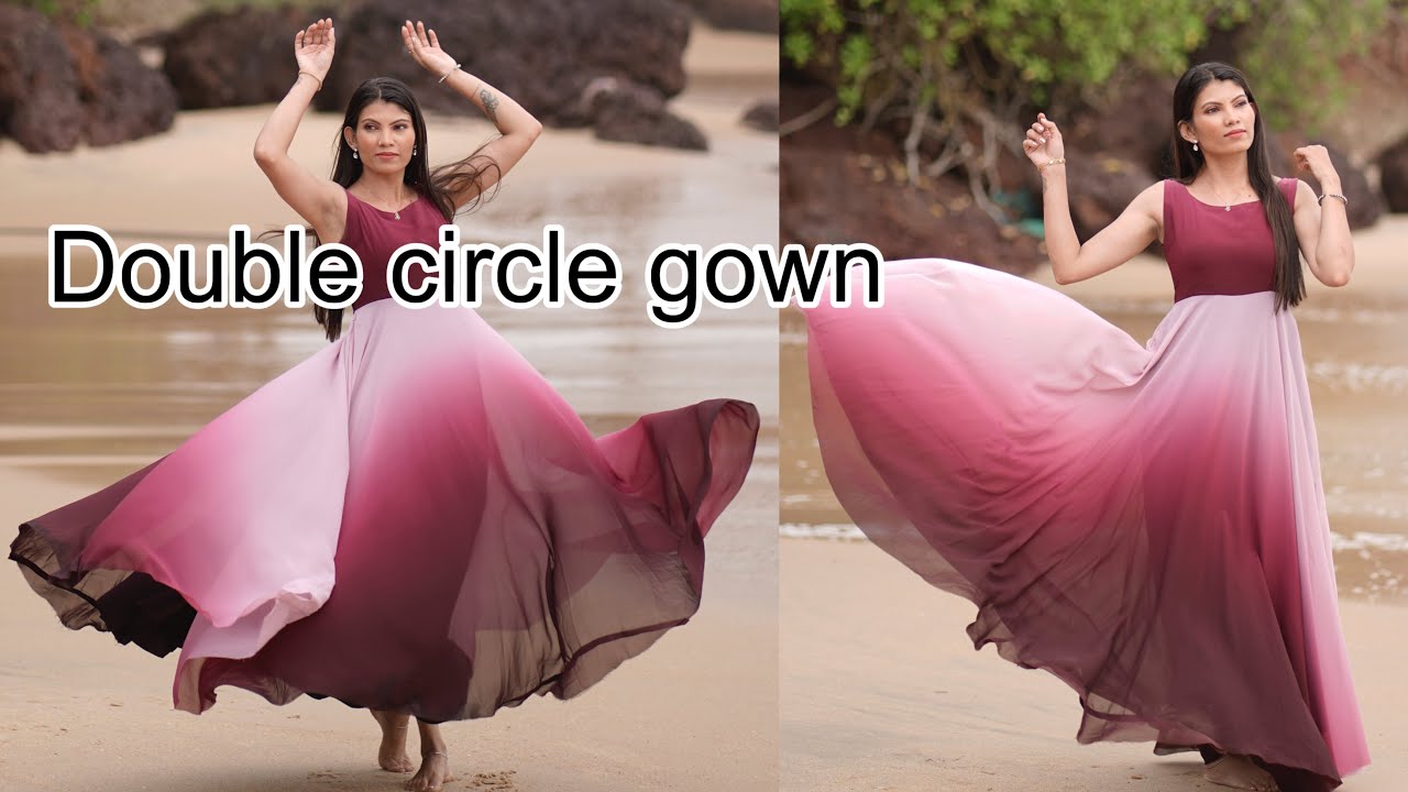 Double circle gown /full flair cutting and stitching Malayalam tutorials