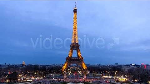 Eiffel Tower Day to Night (Stock Footage)