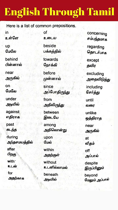 Common list of Prepositions #spokenenglishintamil #englishgrammar #learnenglishthroughtamil