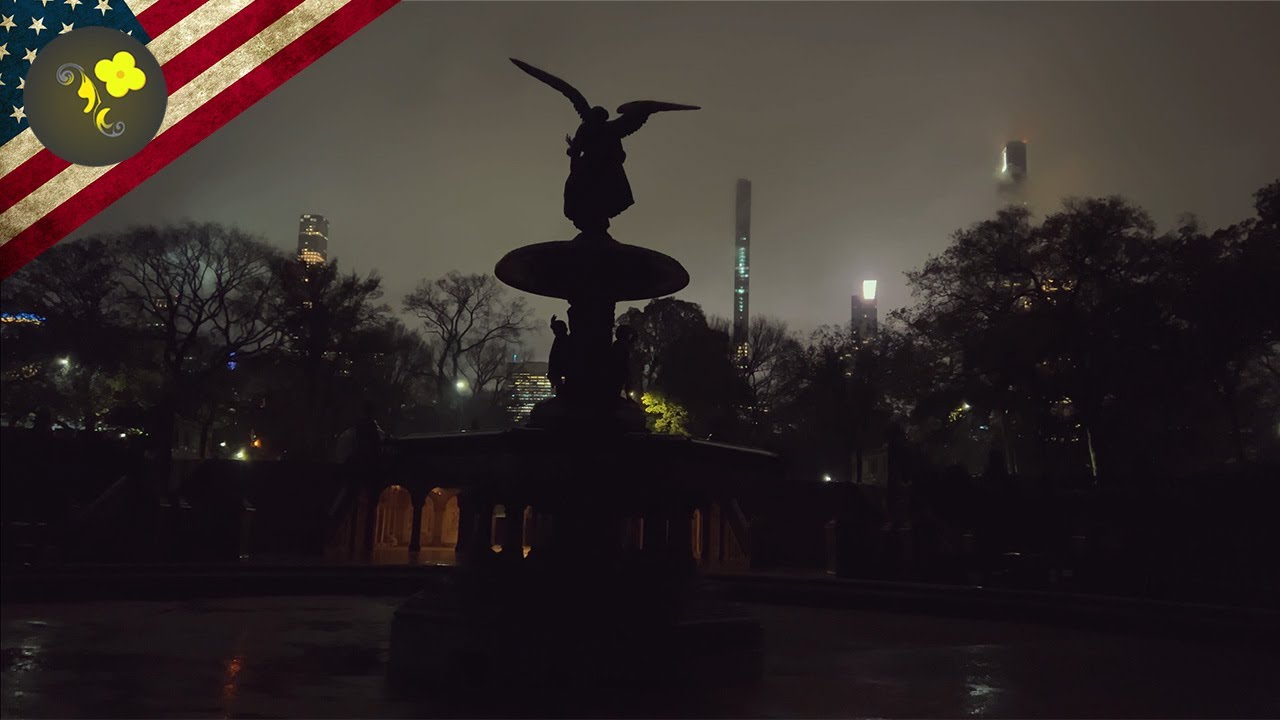 Central Park Night Walk in the Rain - 4K HDR - New York City USA
