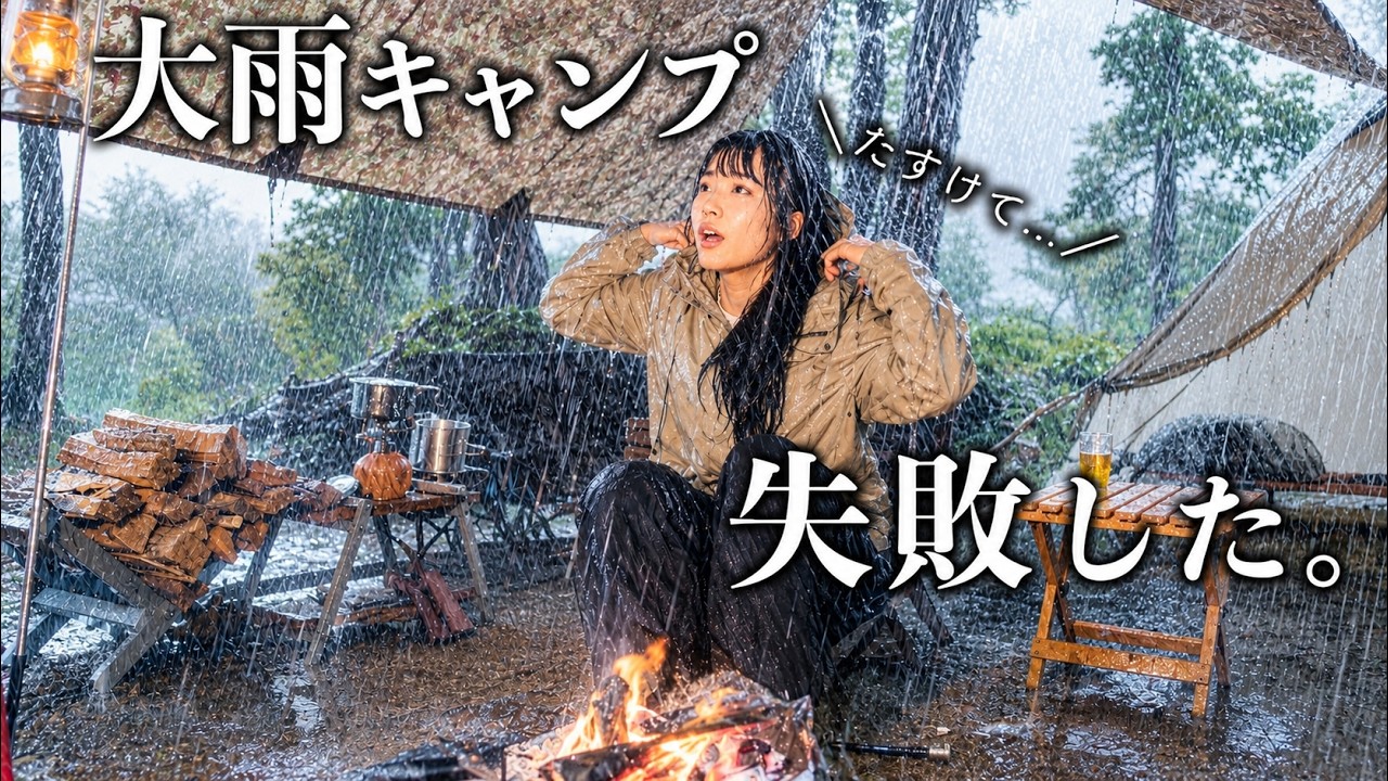 【ソロキャン】大雨の中ひとりでキャンプしていたら普通に失敗しました...【過酷】 