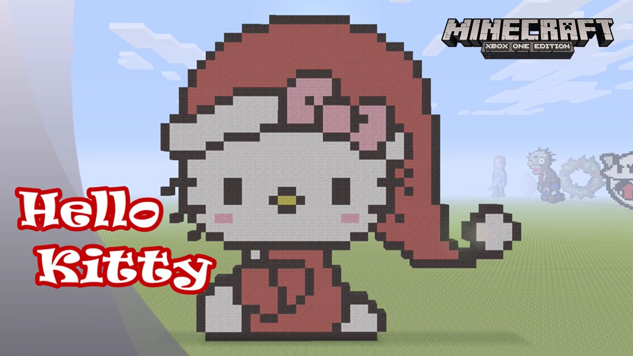 Minecraft Pixel Art Tutorial And Showcase Christmas Hello Kitty Youtube