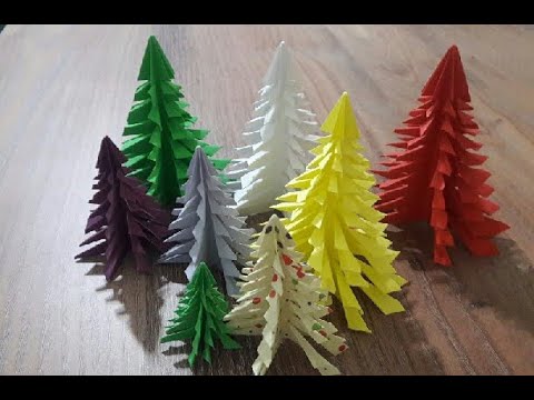 Kağıttan kolay yılbaşı ağacı yapımı. Making a pine tree for Christmas from paper. #christmas