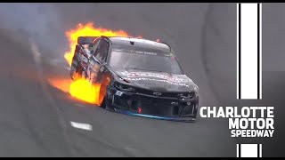 Smithley's car catches fire after crash with Gase on Lap 1