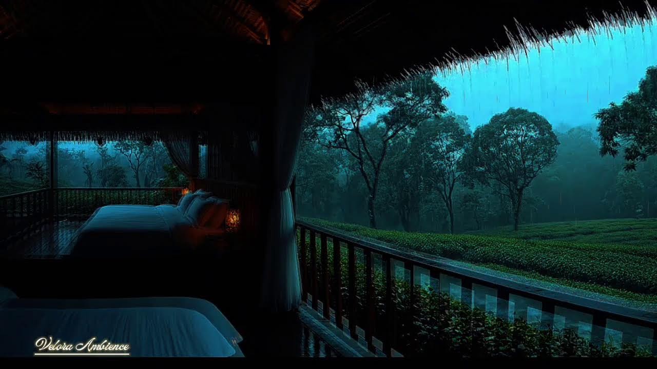 You’ll Fall Asleep Fast to This Dark Rain in a Tea Garden Bedroom