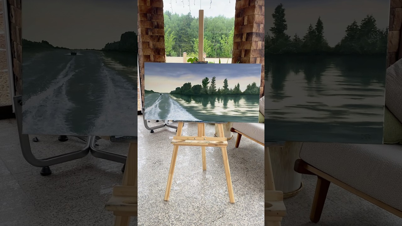 Oil landscape &ldquo;Fisherman&rsquo;s evening&rdquo; 100 x 50 cm #oilpainting #oillandscape #largelandscape