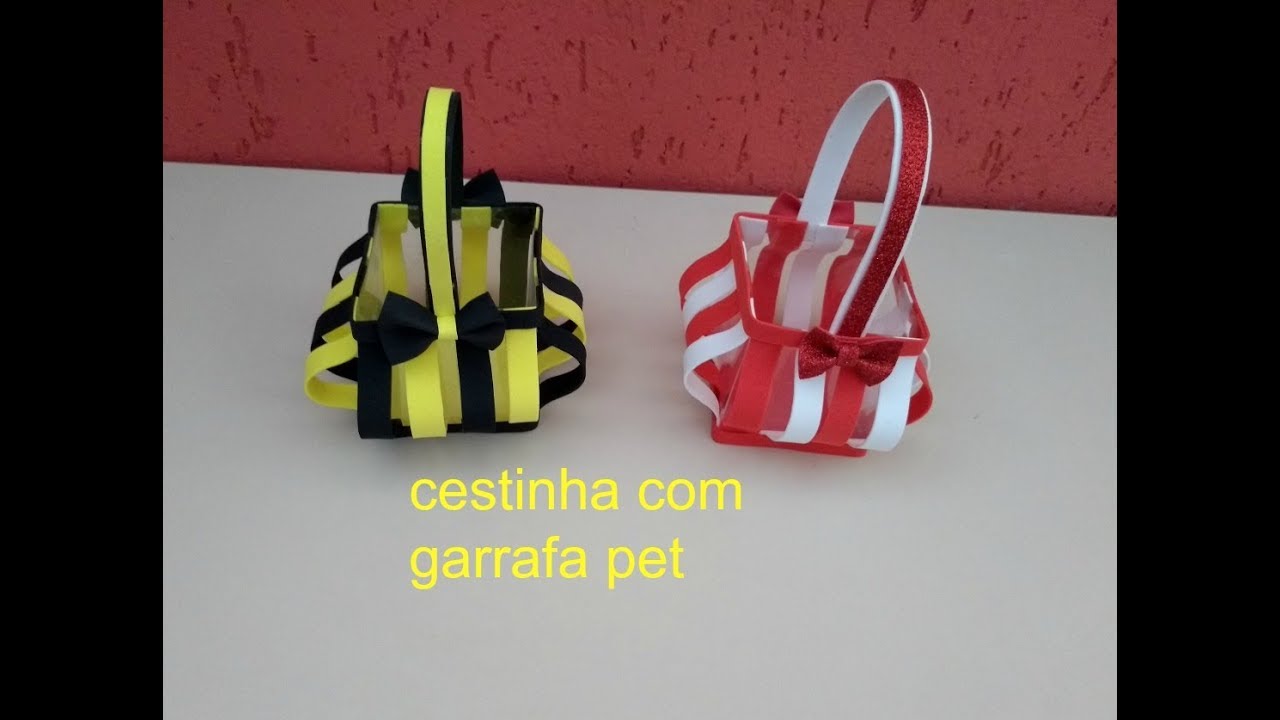 cestinha quadrada de garrafa pet e e.v.a