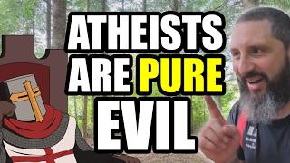 Hateful Theist Idiot Thinks Atheism Is EVIL (Born Again Barbarian)