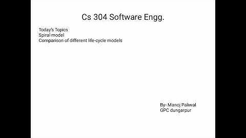 CS304 Spiral Model and Comparision of Different life cycle Models by Manoj Paliwal GPC Dungarpur