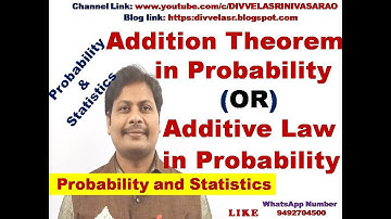 Addition Theorem of Probability || Probability and Statistics || Additive Law in  probability ||