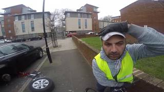 How you coming fast cyclist crash into man repairing car HD QUALITY ORIGINAL VIDEO  █▬█ █ ▀█▀ Resimi