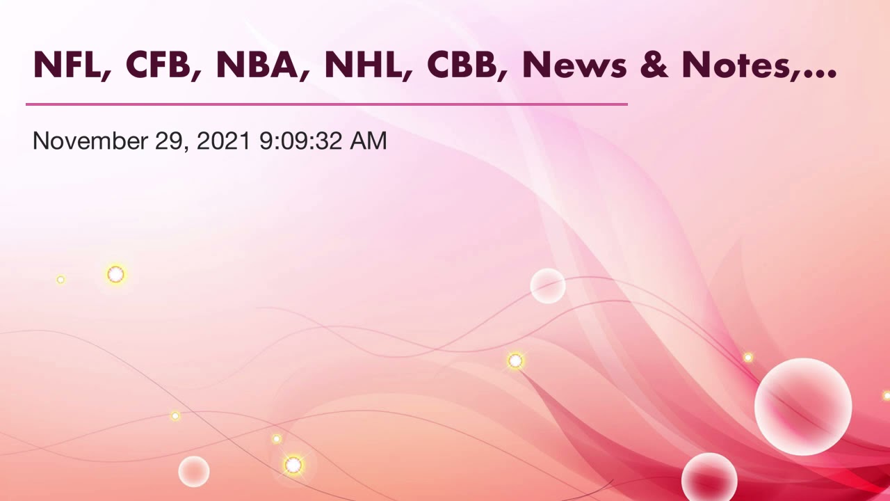 NFL, CFB, NBA, NHL, CBB, MLS Playoffs, News & Notes, Best Bet NFL, CFB, NBA, NHL, CBB, MLS Playoffs, News & Notes, Best Bet