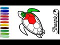 How to draw a turtle easy for your baby. Coloring with markers.