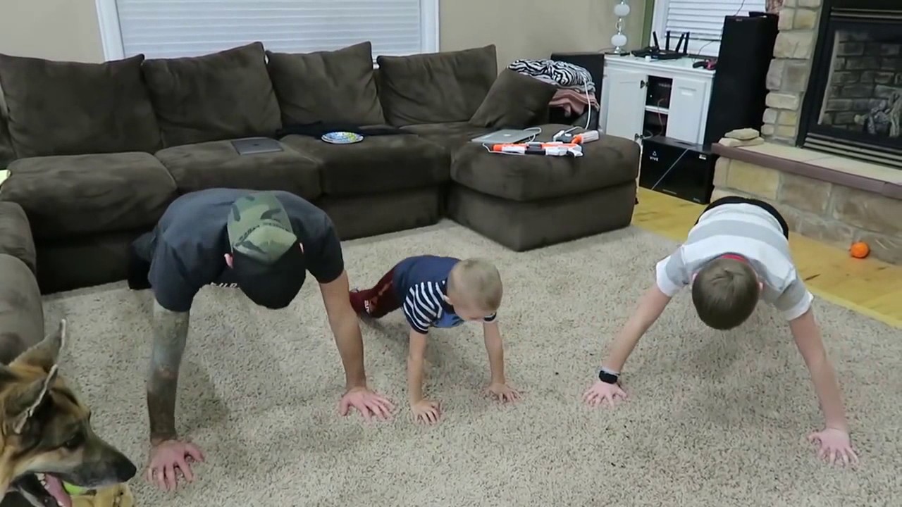 day number 5 for 14 push ups with roman noah and kane