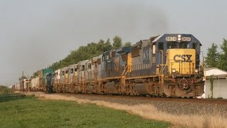 CSX Q638 funeral train 8-29-12. 7 KCS SD40-2s including one "ghost" unit at Montrose Illinois.