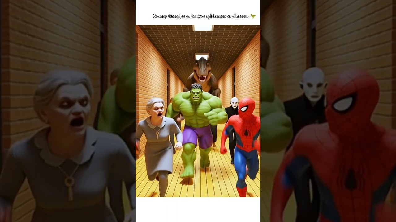 Granny Grandpa vs hulk vs spiderman vs Dinosaur Funny animation video || Granny 3 