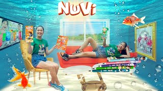 Thiết Kế Bể Bơi Ngôi Nhà ❤ Thử Thách 24H Cuộc Sống Dưới Nước ❤ Trang Vlog x NuVi