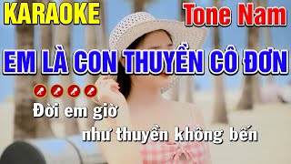 ✔️EM LÀ CON THUYỀN CÔ ĐƠN Karaoke Tone Nam ( Beat Chuẩn ) | Mạnh Hùng Karaoke