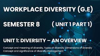 Unit 1 Notes – Diversity: Concept, Types, Dimensions & Diversity Management | DU Semester 8