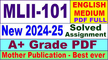 MLII 101 solved assignment 2024-25 in English || mlii 101 solved assignment 2025 || mlii101 2024-25