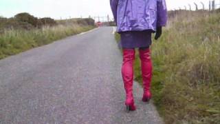 Red thigh high boots-part 1