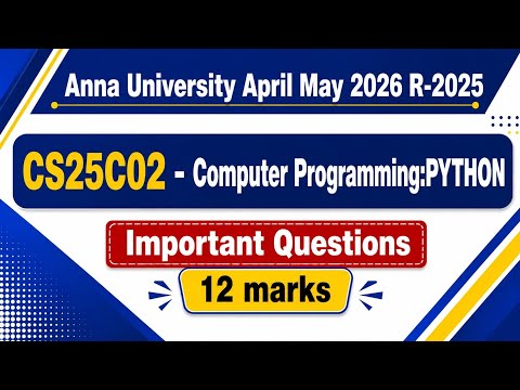 CS25C02 Computer Programming: Python important questions 17-06-2025 R-2025