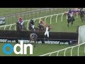 This jockey walks away from a spectacular somersaulting fall