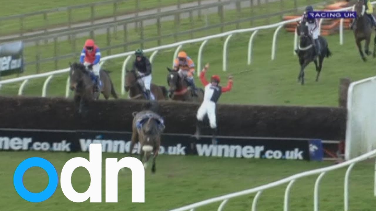 This jockey walks away from a spectacular somersaulting fall YouTube