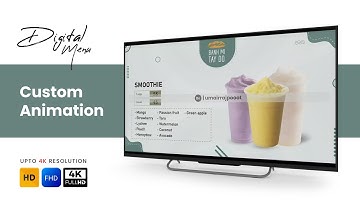 Custom Animation | Horizontal Screen | Digital Menu | Digital Signage | Digital Menu Board
