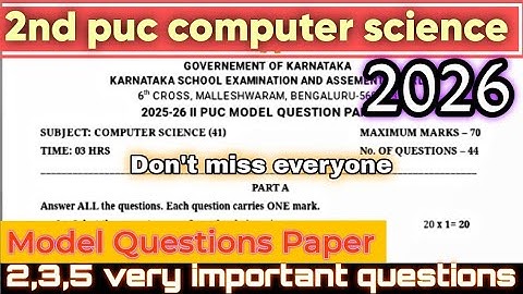 2nd Puc Computer Science 2026 | 2,3,5 Mark