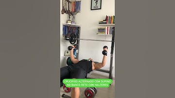 Crucifixo alternado com supino no banco reto com halteres - prof. Matheus Gomes #shorts