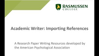 Academic Writer Importing References