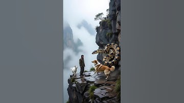 Dog vs Python! 🐶🐍#DogVsPython #EpicRescue #MountainWildlife #WildlifeHero #AnimalRescue #ViralShorts