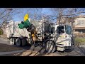 WM White New Way Sidewinder Recycle Truck on Route, in Action!