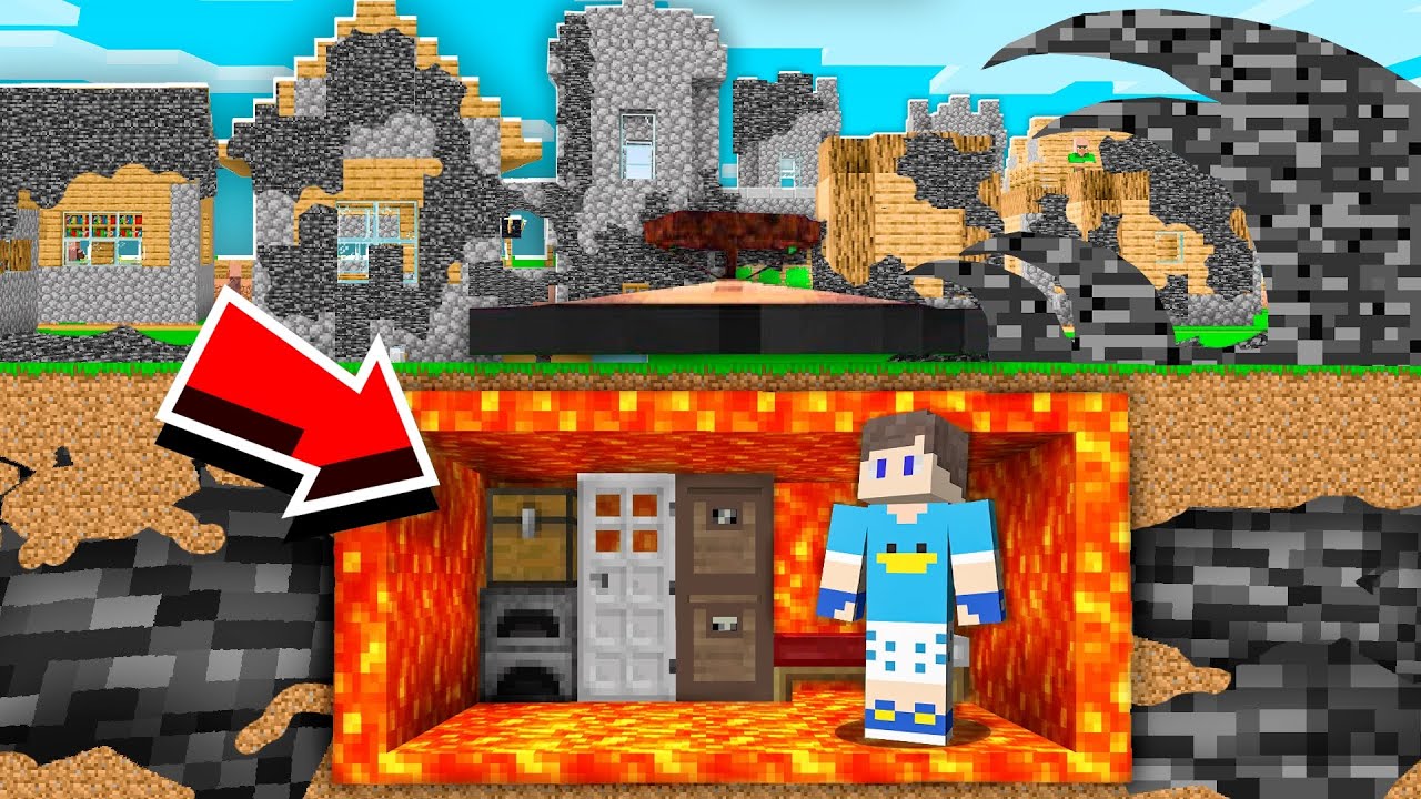 CONSEGUI UM BUNKER DE LAVA VS VÍRUS BEDROCK NO MINECRAFT!!