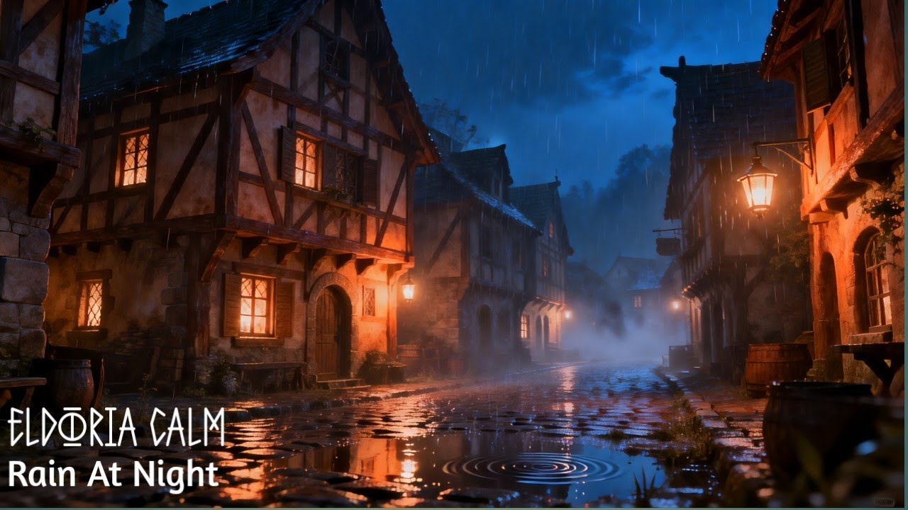 Gentle Medieval Rain at Night 🌧️ Cozy Fantasy Ambience for Reading, Relaxation & Sleep