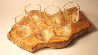 I was asked to make a shot glass tray, so I decided to use a piece of olive wood I had in my shop. Mi è stato chiesto di realizzare un 