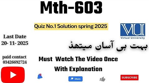 MTH603 - Numerical Analysis (Quiz No 1) 💯 Percent Correct Paid Whatsapp 03426692724