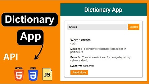 Dictionary App Using API & HTML CSS JavaScript | Dictionary App