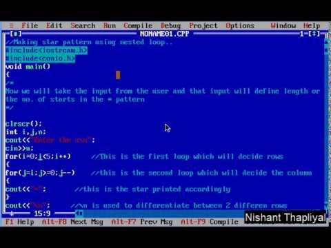 C/C++ Programming for beginners in turbo C++ Tutorial-12: Creating star ...