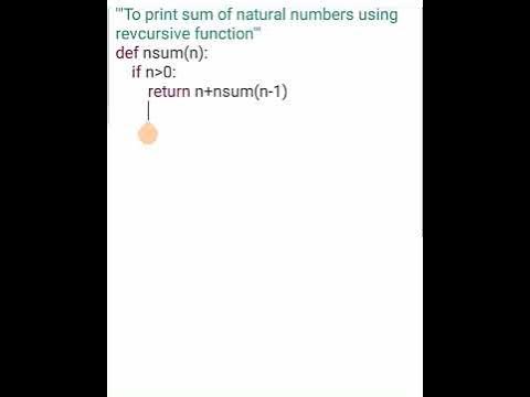 sum of natural number || Recursive functions|| python || Basics - YouTube